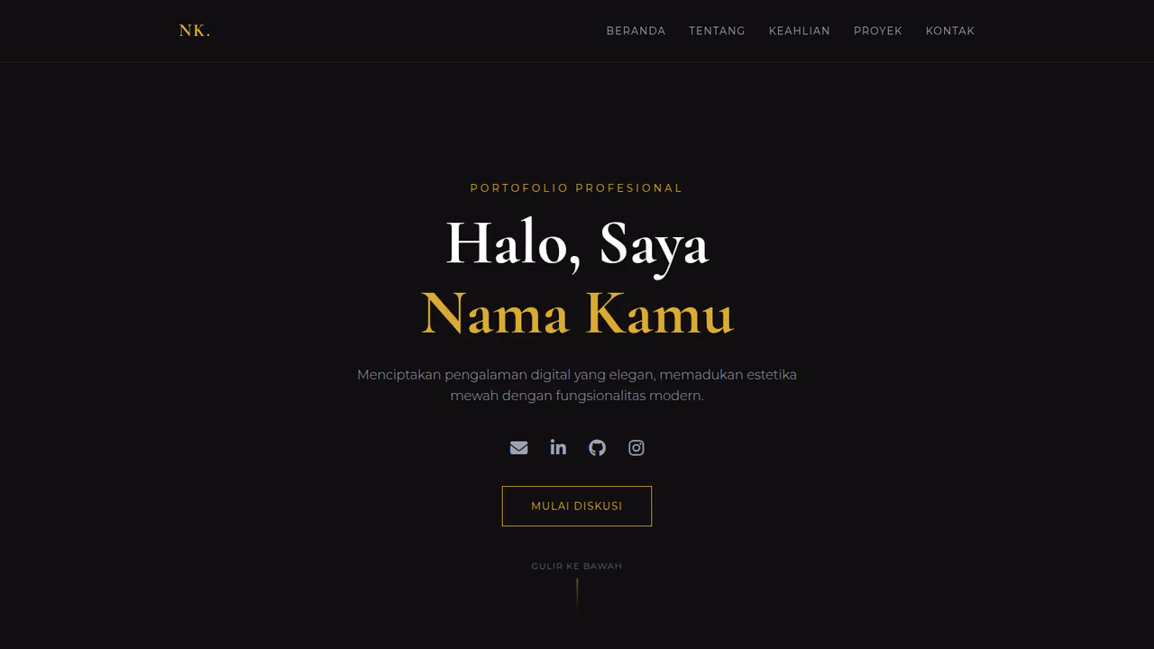 Tampilan template Portfolio Luxury